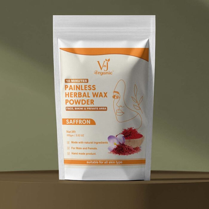 Painless Herbal Wax Powder – Saffron (Face, Bikini & Private Area) 100gm - Image 1